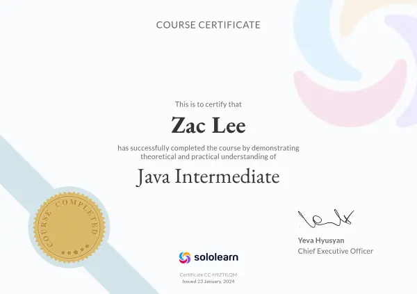 Java Intermidiate Certificate
